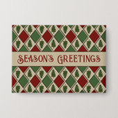 松の木とハーレクインのボタン 缶バッジ (正面)