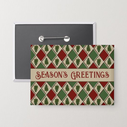 松の木とハーレクインのボタン 缶バッジ (正面/裏面)