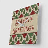 松の木とハーレクインの壁時計 スクエア壁時計 (傾斜)