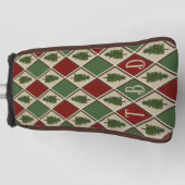 松の木とハーレクインパターゴルフヘッドカバー ゴルフヘッドカバー (正面)