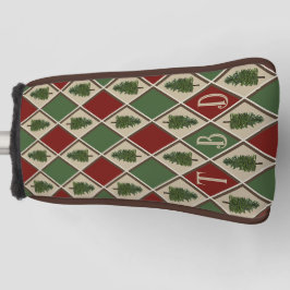 松の木とハーレクインパターゴルフヘッドカバー ゴルフヘッドカバー