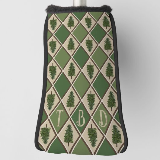 松の木とハーレクインパターゴルフヘッドカバー ゴルフヘッドカバー (回転90)