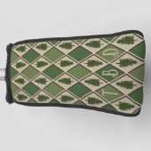 松の木とハーレクインパターゴルフヘッドカバー ゴルフヘッドカバー (正面)