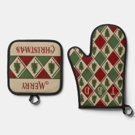 松の木とハーレクイン 鍋つかみ&鍋敷きセット