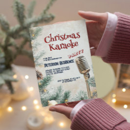 松の木とマイクのクリスマスカラオケパーティー 招待状