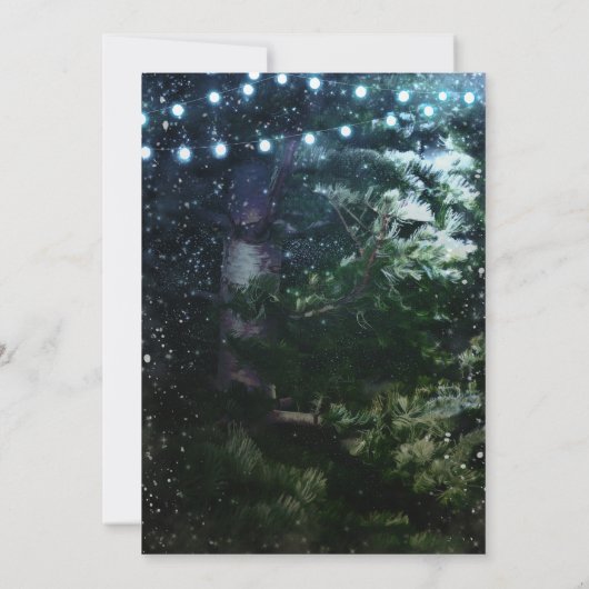 松の木とライトの冬の結婚式招待状 招待状 (裏面)