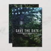 松の木とライトの冬の結婚式 Save the Date 案内ポストカード (正面/裏面)