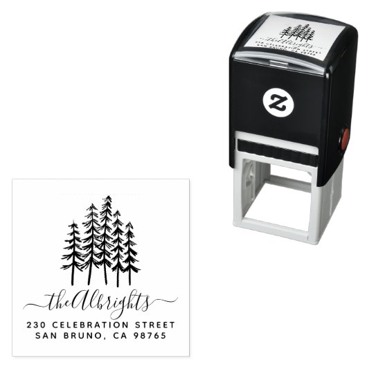 松の木と家名署名差出人住所 セルフインキングスタンプ (インサイチュ)