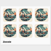 松の木と山、カスタマイズ可能 スクエアシール (シート)