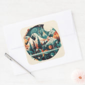 松の木と山、カスタマイズ可能 スクエアシール (封筒)