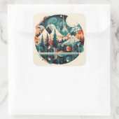 松の木と山、カスタマイズ可能 スクエアシール (バッグ)