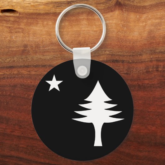 松の木と星1901メイン州国旗 キーホルダー (正面)