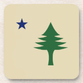 松の木と星1901メイン州国旗 コースター (正面)