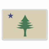 松の木と星1901メイン州国旗 シール (正面)