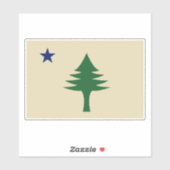 松の木と星1901メイン州国旗 シール (シート)