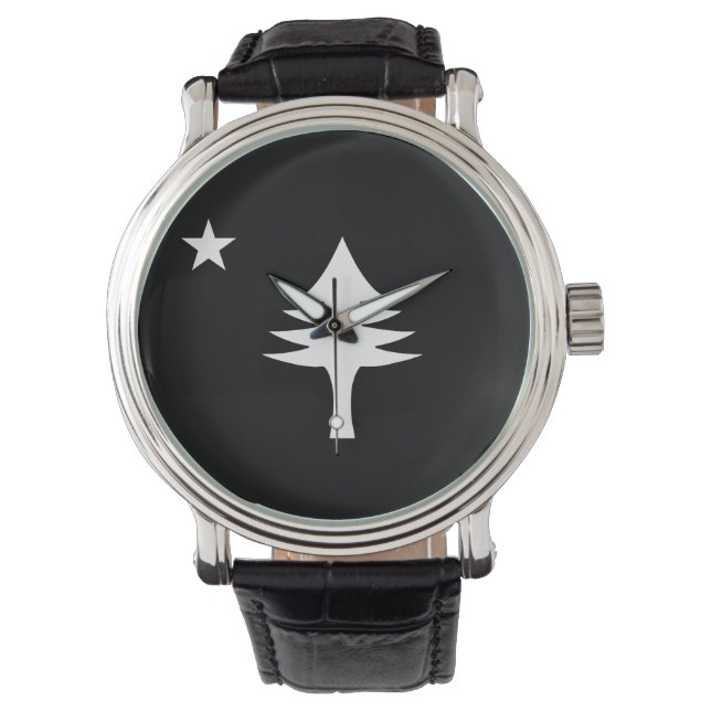 松の木と星1901メイン州国旗 腕時計 (正面)