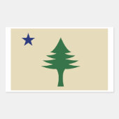 松の木と星1901メイン州国旗 長方形シール (正面)