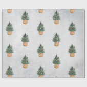 松の木と松ぼっくりと雪の休日 ラッピングペーパー (フラット)
