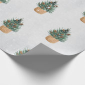 松の木と松ぼっくりと雪の休日 ラッピングペーパー (角)