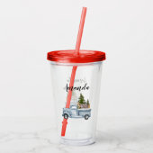 松の木と森の動物とクリスマストラック アクリルタンブラー (裏面)