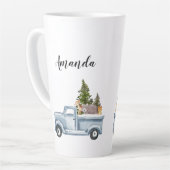 松の木と森の動物とクリスマストラック カフェラテマグ (左アングル)