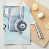 松の木と森の動物とクリスマストラック キッチンタオル (四つ折り)