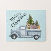 松の木と森の動物とクリスマストラック ジグソーパズル (横)