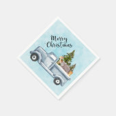 松の木と森の動物とクリスマストラック スタンダードカクテルナプキン (角)