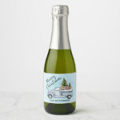 松の木と森の動物とクリスマストラック スパークリングワインラベル (正面)