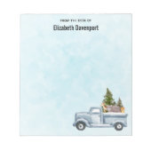 松の木と森の動物とクリスマストラック ノートパッド (正面)