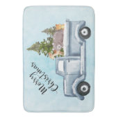 松の木と森の動物とクリスマストラック バスマット (正面縦)