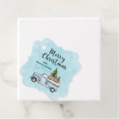 松の木と森の動物とクリスマストラック フェイバータグ (インサイチュ)