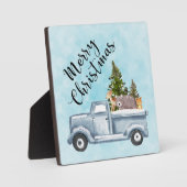 松の木と森の動物とクリスマストラック フォトプラーク (正面)