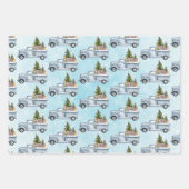 松の木と森の動物とクリスマストラック ラッピングペーパーシート (正面2)