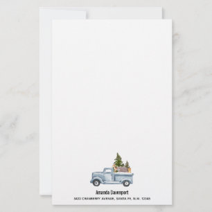 松の木と森の動物とクリスマストラック 便箋