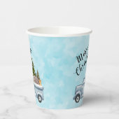 松の木と森の動物とクリスマストラック 紙コップ (左)