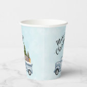 松の木と森の動物とクリスマストラック 紙コップ (右)