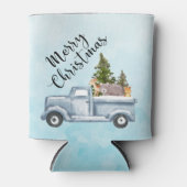 松の木と森の動物とクリスマストラック 缶クーラー (正面)