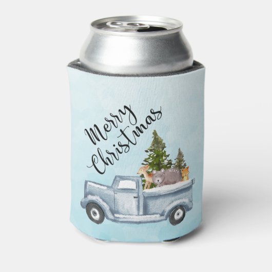 松の木と森の動物とクリスマストラック 缶クーラー (缶裏面)