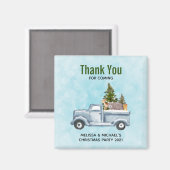 松の木と森の動物のクリスマス付きトラック マグネット (正面/裏面)