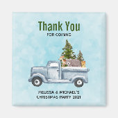 松の木と森の動物のクリスマス付きトラック マグネット (正面)