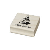 松の木と雪のスクリプト幸せな休日クリスマス ラバースタンプ (スタンプ)