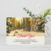 松の木と雪の冬の道ありがとう サンキューカード (スタンド正面)