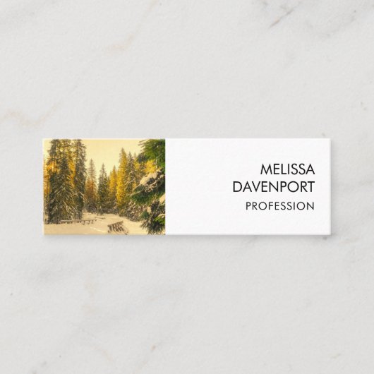 松の木と雪の冬の道の写真 スキニー名刺 (正面)