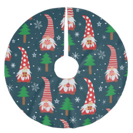 松の木と雪の結晶が可愛いクリスマス格言 ブラッシュドポリエステルツリースカート