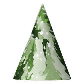 松の木と雪:水彩のクリスマス パーティーハット (左)