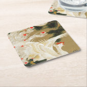 松の木と鳳凰(愛ハート鳳凰)、若冲 スクエアペーパーコースター (アングル)