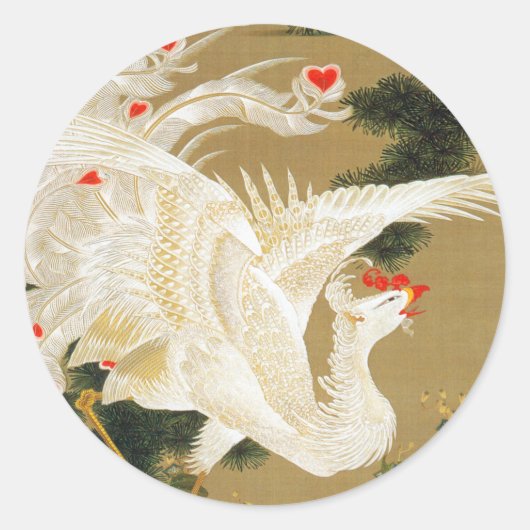 松の木と鳳凰(愛ハート鳳凰)、若冲 ラウンドシール (正面)