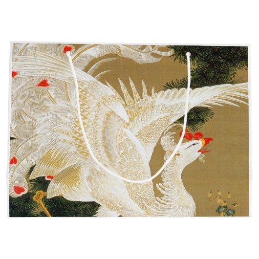 松の木と鳳凰(愛ハート鳳凰)、若冲 ラージペーパーバッグ (裏面)