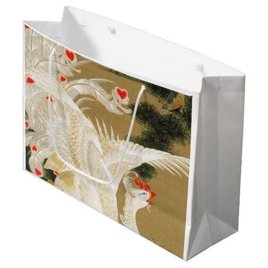 松の木と鳳凰(愛ハート鳳凰)、若冲 ラージペーパーバッグ (正面アングル)